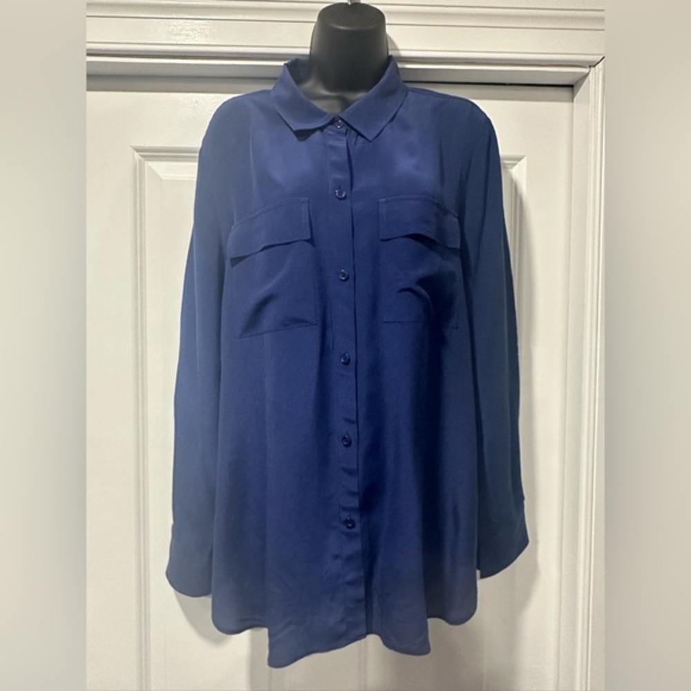 Moda International Blue Long Sleeve Button Down Shirt
